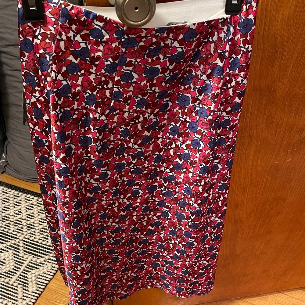 J. Crew Red and Blue Floral Pencil Skirt